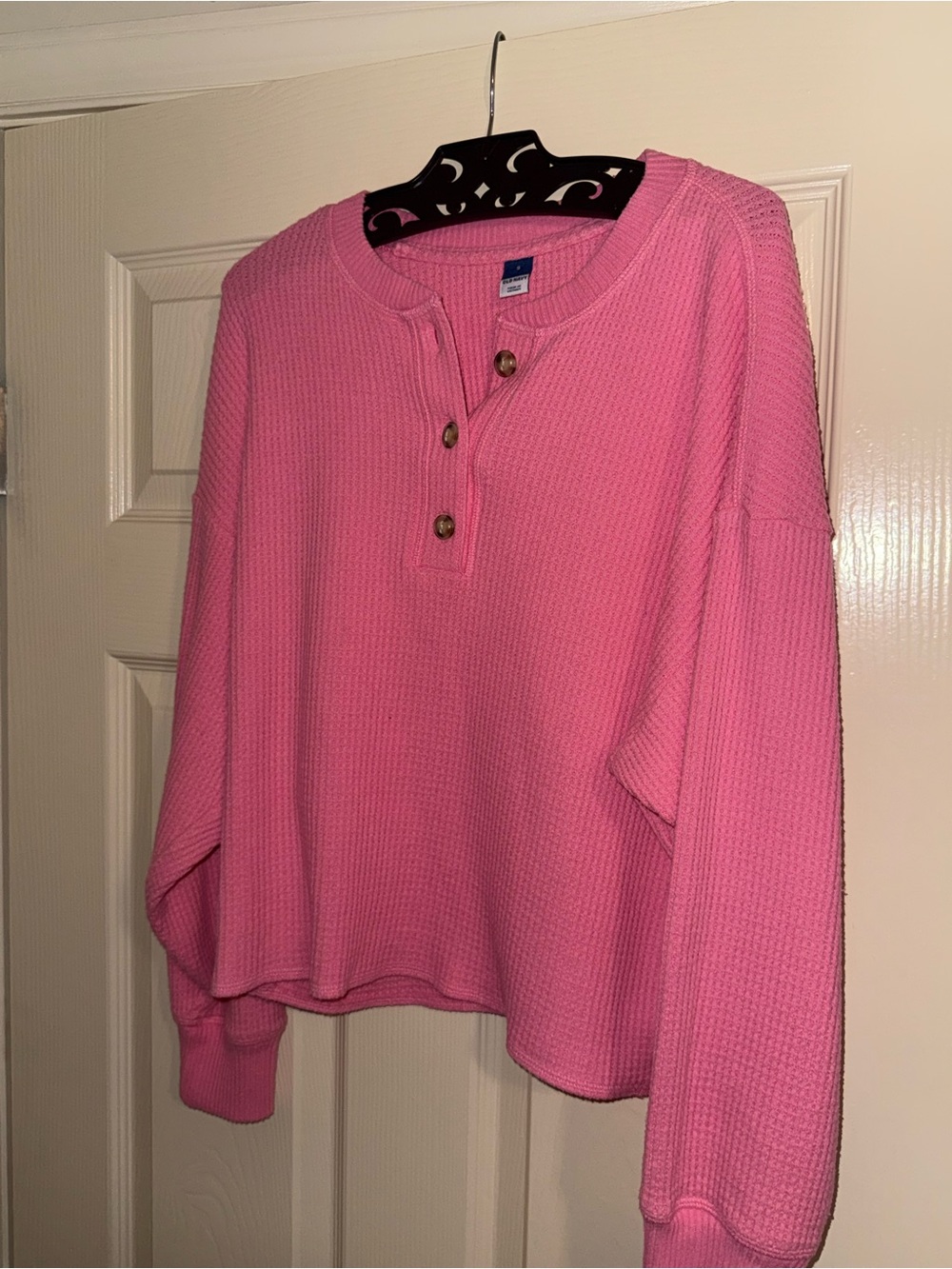 Old Navy Pink Waffle Henley Sweatshirt